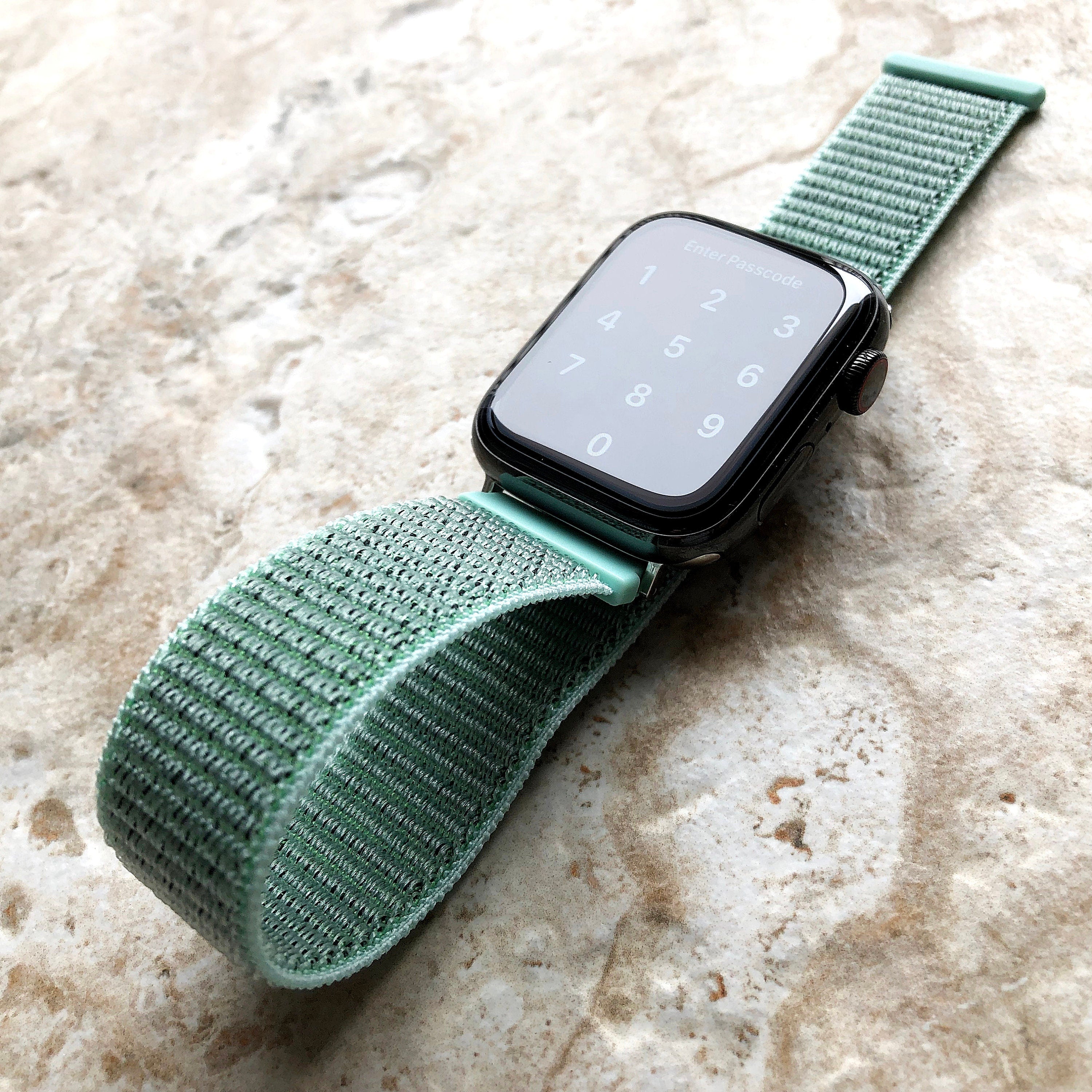Apple Marine Green Band Loop & Hook for iWatch Ultra 2 9 8 7 SE 6 5 4 3 2 1 38mm 40 41 42mm 44mm 45mm 49mm Case Sport Strap Soft Nylon Weave